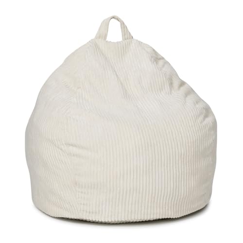 IDMarket - Pouf Poire Hortense en Velours côtelé Beige