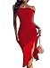 Floerns Women's Ruffle One Shoulder Split Midi Party Bodycon Dress Red L