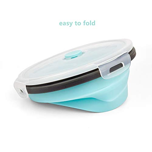 Cartints Blue Collapsible Bowls Silicone Food Storage Containers Silicone Camping Bowls With Airtight Lids, Microwave And Freezer Safe, Set Of 4 #TOP3