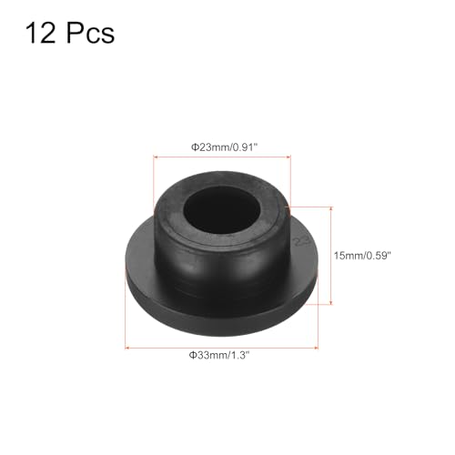 Image of uxcell High Temp Silicone Plug Mount Dia 23mm /0.91 inch t Shaped Rubber Stopper Hole Plugs for Powder Coating Plating Waterproof Plugs Sealing Plugs Black Pack of 12(OD 33mm)