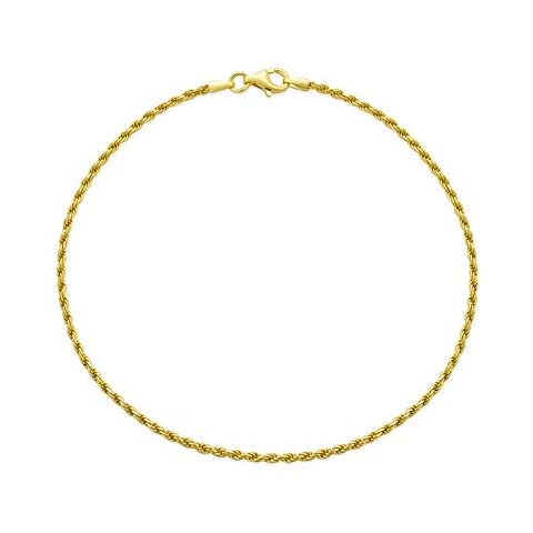Tobillera de Cadena de Cuerda de Plata de Ley Chapada en Oro Cover