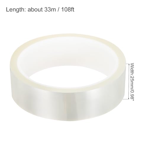 Image of uxcell Clear Heat Tape, 1 Roll 25mmx33m 108ft High Temperature Heat Resistant Tape for Sublimation,Heat Vinyl Press,Heat Transfer, Circuit Board, No Residue