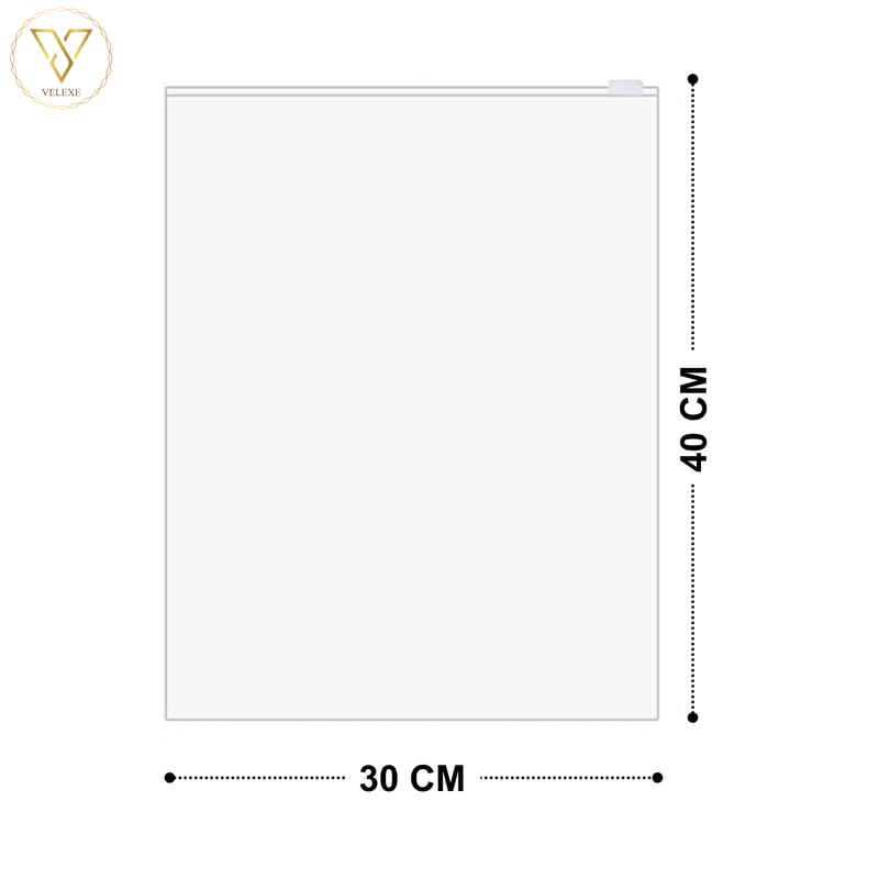 Image of Frosted Zipper Storage Bags with Air Hole - Pack of 25 (30cm*40cm) | Durable, Multipurpose & Reusable Transparent Zip Lock Bags for Clothes, Travel, Packing & Organizing