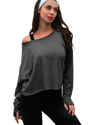 Image of UNIANKIYA Open Back Workout Tops for Women Long Sleeve Cropped Athletic Clothes Gym Running Yoga Low Impact Sports T Shirts