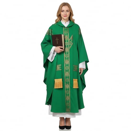 FAD-4U Church Catholic Priest Chasubles Vestments for Church Mass Vestments Robe with Stole