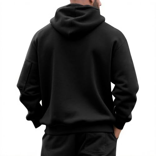 Men's Fleece Hoodie Sweatshirts Workout Athletic Hoodies Long Sleeve Quarter Zip Pullover Sweatshirt with Kanga Pockets3