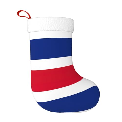 Drapeau du Costa Rica Chaussettes décoratives de Noël en peluche douce Blanc, Noir , Taille unique