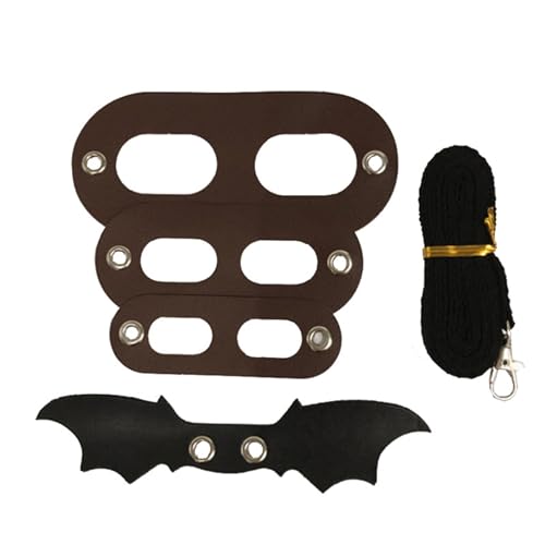 Image of Bearded Dragon Harness and Leash Adjustable Soft Leather Reptile Lizard Leash for Amphibians and Other Small Pet Animals-Brown Wing