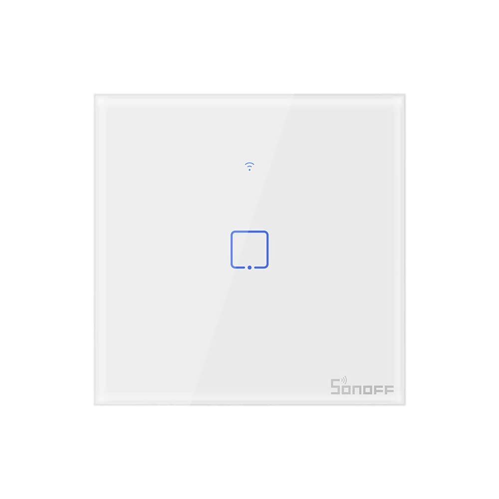 Sonoff T0UK1C-TX - 1 Gang Way Wi-Fi Smart Wall Switch APP/Touch Control Timer UNIQUE DESIGN - Long Service Life - Touch design - Wireless Remote Control - Compatible with Home/Nest & Alexa - White