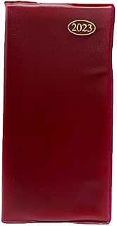 VR Angel 2023 Slim Line Diary Week to View Diary PVC Cover Desk Diary Leather Effect Personal Planner For Home School and Office Use - 60gsm Paper (Red)
