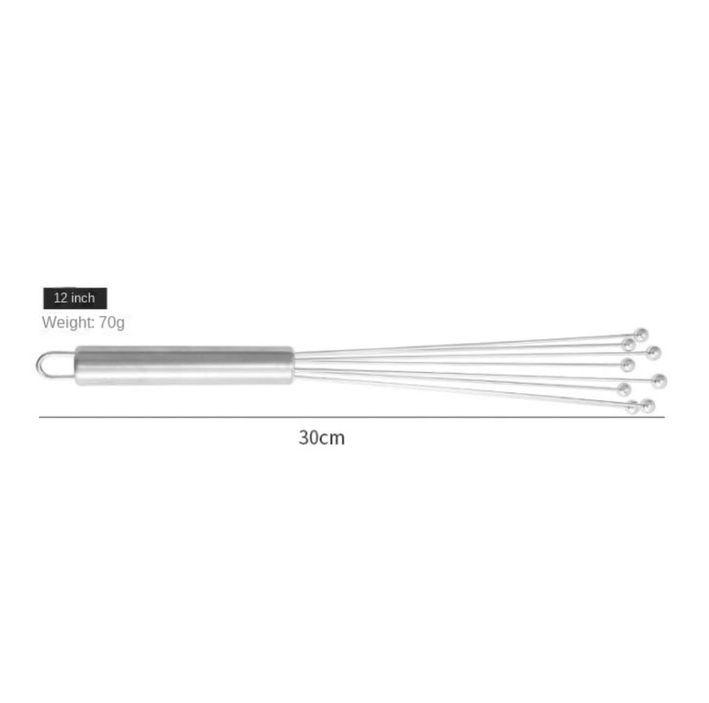 Varillas de Batir para Cocinar Batidor De Huevos Manual De Acero Inoxidable Mezclador De Cocina De Bola Adecuado For Revolver Mezclar Batir Huevos, Espumar, Batir(30cm)