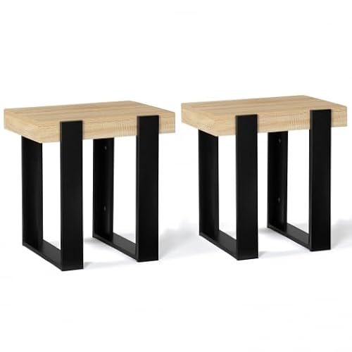 IDMarket Phoenix – Juego de 2 mesitas de noche para mesa auxiliar de madera y negro