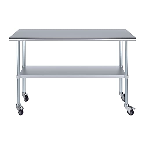 Image of AmGood 60 inch Long x 18 inch Deep Stainless Steel Table with Casters