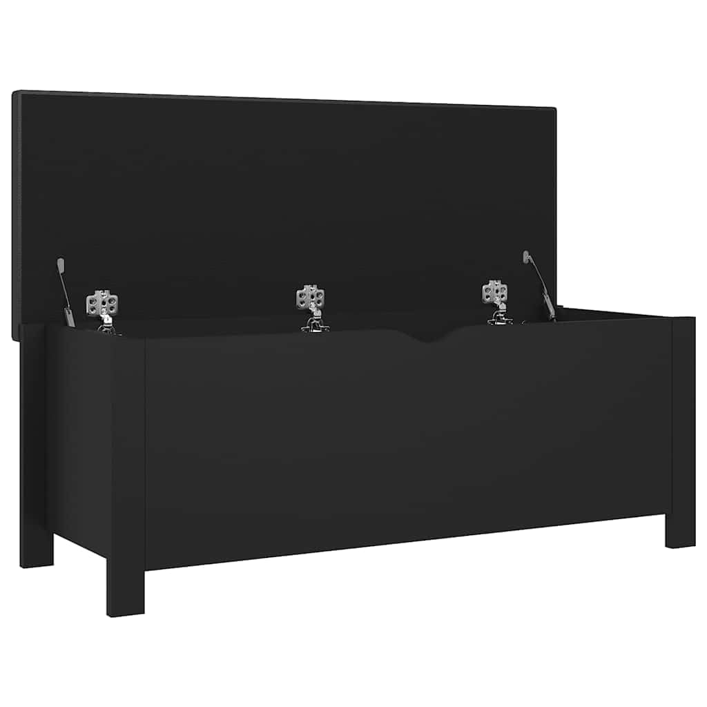 Banco con espacio de almacenamiento, baúl y cojín en color negro de madera, 105 x 40 x 45 cm, almacenamiento para ropa y juguetes, ahorra espacio para salón y pasillo