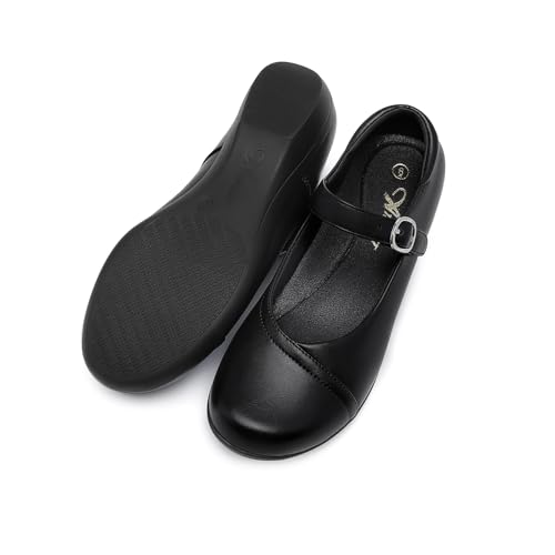 Athlefit Mary Jane Flats for Women Dressy Ballet Flats Shoes Comfortable Round Toe Buckle Work Flat Shoes4