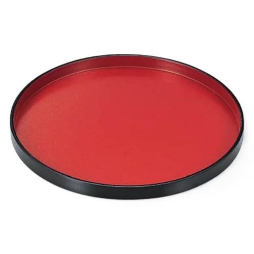 J-kitchens お盆 尺0 丸 トレー ( 盆 トレイ おぼん ) 朱 レッド天 黒 ブラック 滑らない 30cm 漆器 ( ABS 樹脂 ) 日本製