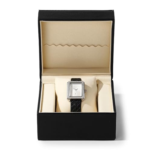 Leather Single Watch Box Watch Travel Case Microfiber Interior Wristwatch Holder Storage Box With Removable Pillow (Black)