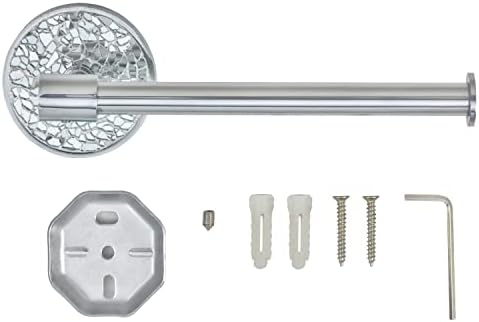 Home Treats Bathroom Toilet Roll Holder Wall Mounted | Silver Mosaic Toilet Paper Holder Chrome | Sparkle Loo Roll Holder