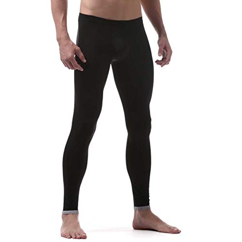 Men's Ice Silk Long John Leggings Tight Slim Pants Underwear Base Layer Bottom