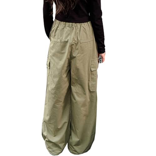 Girls Parachute Pants Y2K Cargo Baggy Joggers Track Pants Kids Trousers with Pockets 6-14 Years4