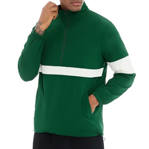 Image of EDITCOZY Men's Lightweight Quarter Zip Pullover Casual Windbreaker for Running Golf Jackets with 3 Pockets