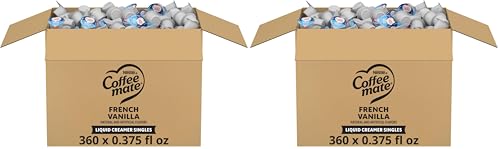 Nestle Coffee mate Coffee Creamer, French Vanilla, Liquid Creamer Singles, Non Dairy, No Refrigeration, Box of 360 (Pack of 2)