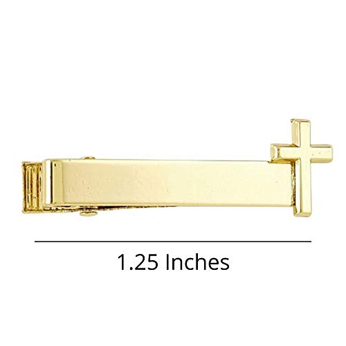 needzo gold tone first communion tie clip with cross catholic boys outfit accessory gift for godson 1 14 inches