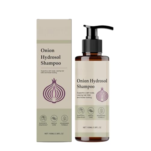 Champú de hidrolato de cebolla, sérum capilar voluminizador e hidratante para un cabello más fuerte, abundante y grueso, ideal para el cuidado diario en casa.