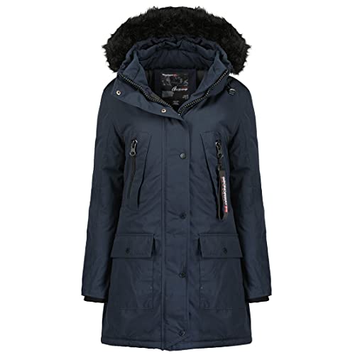 Geographical Norway-Parka de mujer CORTA LADY con capucha Azul marino Talla L Cover