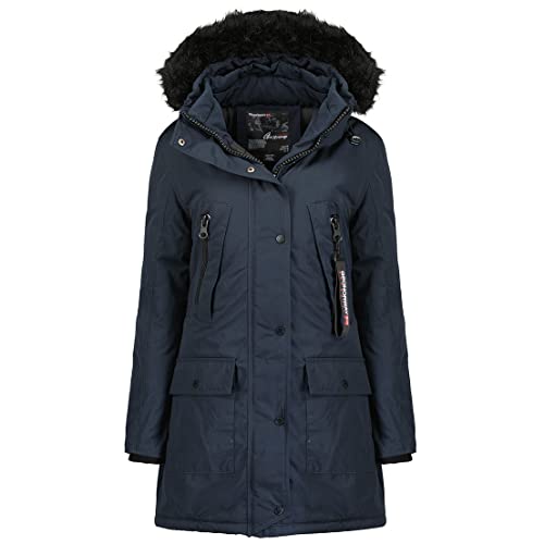 Geographical Norway-Parka de mujer CORTA LADY con capucha Azul marino Talla M