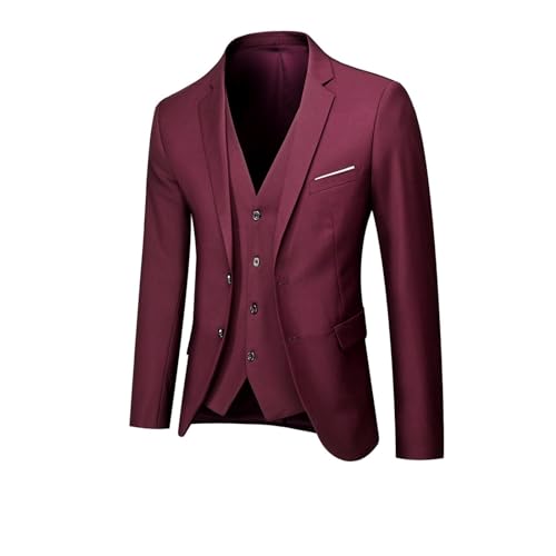 Mens 3 Piece Slim Fit Suit Set, One Button Blazer Solid Jacket Vest Pants Wedding Business, Suits for Men, Complete Outfits2