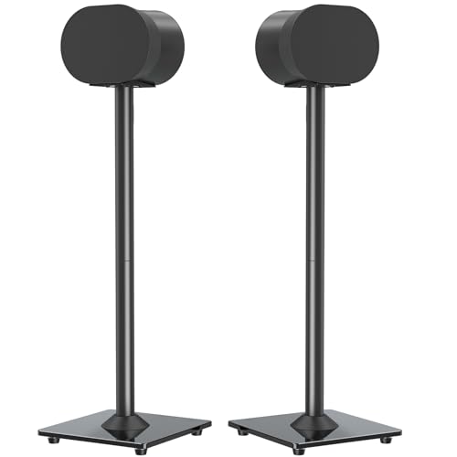 ELIVED Lautsprecherständer für Sonos Era 300 Höhe 80 7cm Bodenständer mit Glassockel Max. 5kg Schwarz 1 Paar EV5026