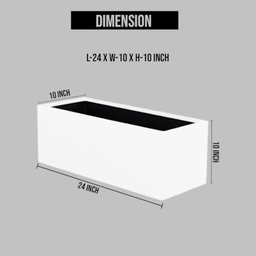 Image of Amazon Brand - Umi Recta R (24X10) Inch Rectangle Pots for Planter & Flowers Big Size Gamla - Lightweight, Durable Outdoor & Indoor Planters, Perfect for Balcony & Terrace Gardens (White)