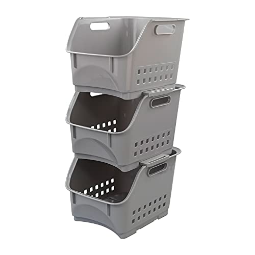 Farmoon Cesta Apilable De Plástico De 3 Niveles, Cesta De Almacenamiento Para Cocina Cover