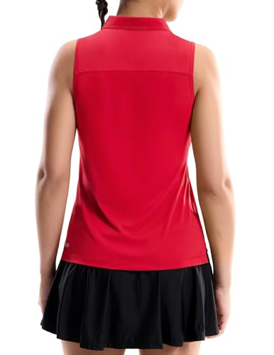 Image of MIER Womens Sleeveless Golf Shirts - Quarter Zip UPF 50+ Collared Polo Tank Tops, Quick Dry Zip Up Tennis Sports Active Tee