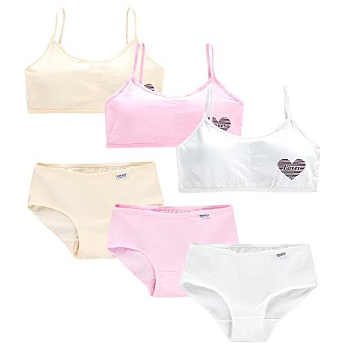 Girls’ Training Bra Set - 6PCS Girls Cotton Training Bras Breathable Sports Cami Bras and Underwear Panties Briefs