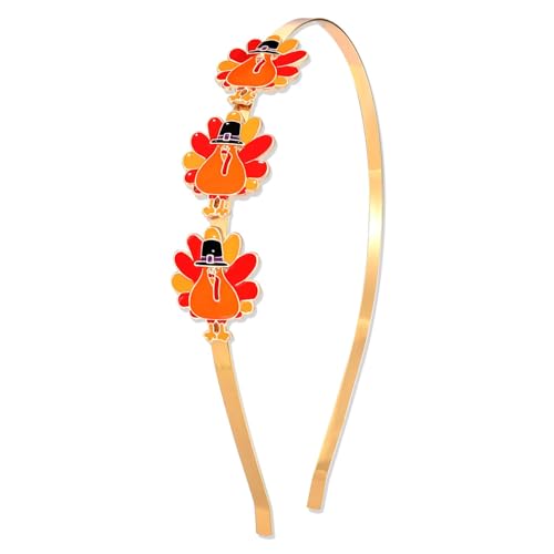 Thanksgiving Headbands for Women Enamel Triple Turkey Headband Hairband Holiday Party Costume Accessories Fall Thanksgiving Gifts image 5