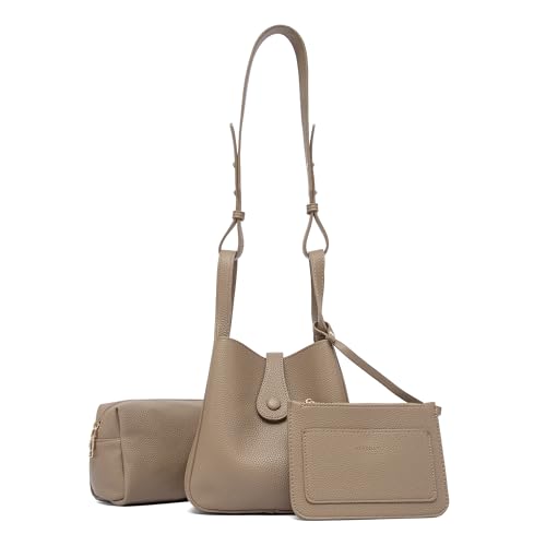 Image of NEWBELLA Women's Bucket Bag - Square Top Handle Satchel with Crossbody Strap, Shoulder Bag for Work & Daily Commute