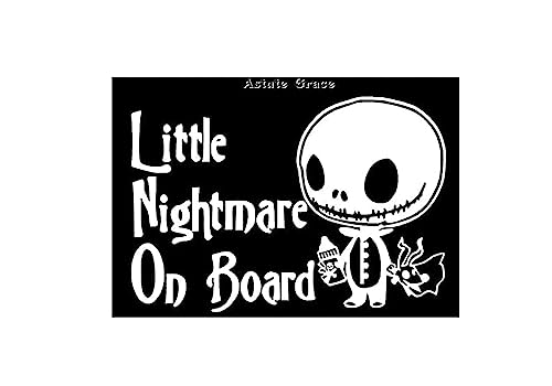 Image of Astute Grace Little Nightmare On Board Jack Skellington Vinyl Decal, Baby on Board Sticker, Baby on Board Signs for Car, Christmas Car Accessories 7.5 inch White AG-913