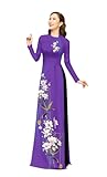 I5 3D printed Purple Blue Ao dai Vietnam No Pants Vietnamese Traditional Ao Dai For Women, Vietnamese Dress For Women, Ao Dai Dress For Women ao dai Tet Lunar New Year (L, Blue)