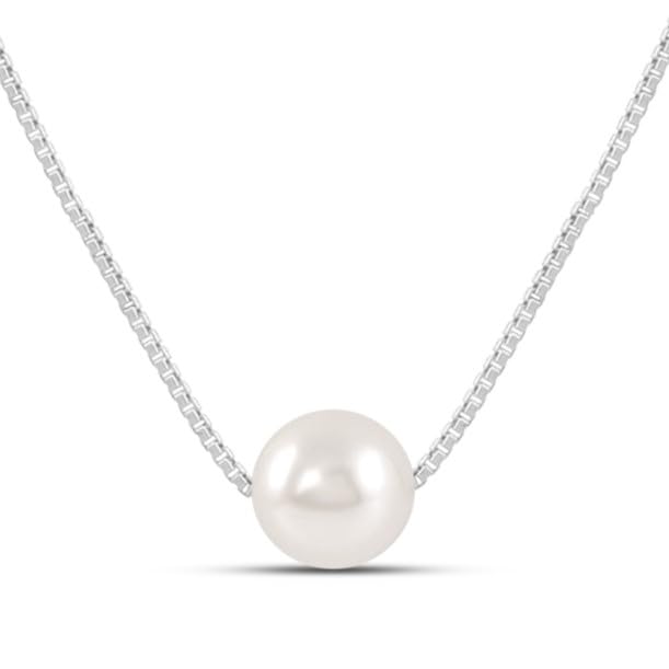 ZAVYA 925 Sterling Silver Freshwater Pearl Rhodium Plated Women's Solid Jewelry Set | Gift for Women and Girls | With Certificate of Authenticity and 925 Hallmark