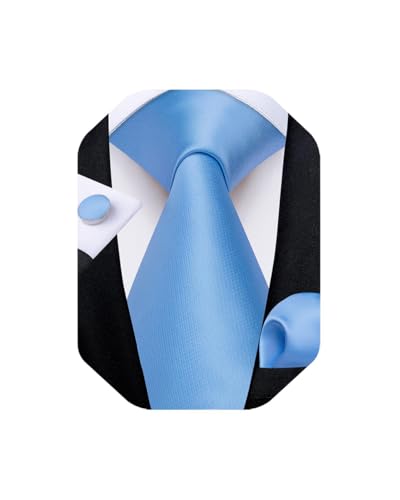 Image of DiBanGu Mens Solid Color Tie and Pocket Square Set Woven Silk Plain Necktie & Handkerchief for Men Wedding Party Formal