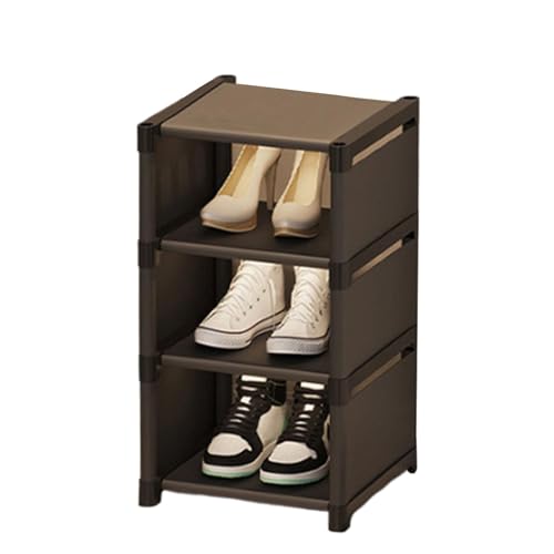 Armoire à chaussures noire : boîte de rangement multicouche et compacte