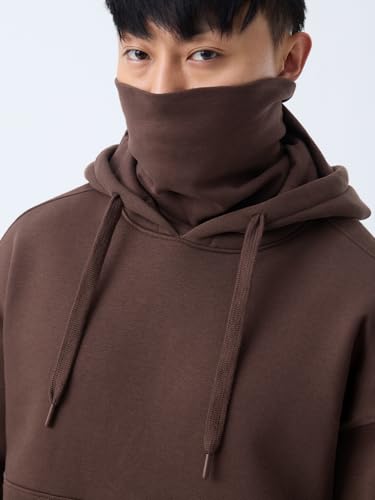 Image of The Souled Store Ninja Cops: Brownstone Men and Boys Full Sleeves Hooded Neck Brown Solid Cotton Blend Oversized Fit Heavy Fleece Streetwear Winter Wear Pullover Hoodie