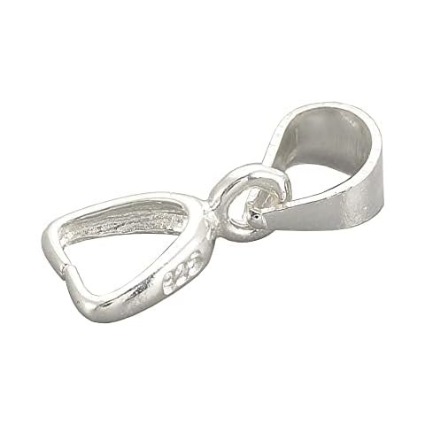 925 Sterling Silver Pendant Loop Eyelets Chain Clasp Clip Necklace Loop Connector Pendant Eyelet 12 mm 2 Pieces Bails, 12mm x 8mm x 5mm, Sterling Silver, No gemstone Cover