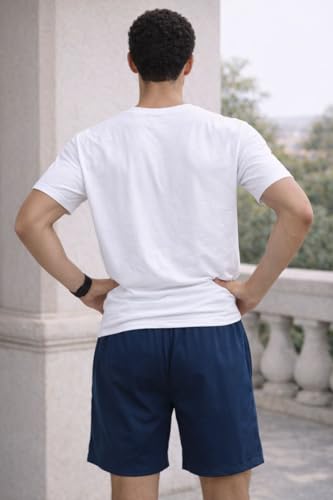 Image of Men's Solid Cotton Lounge Shorts | Premium Soft Breathable Casual Shorts with Elastic Drawstring Waist | Regular Fit Above Knee for Home, Gym & Travel