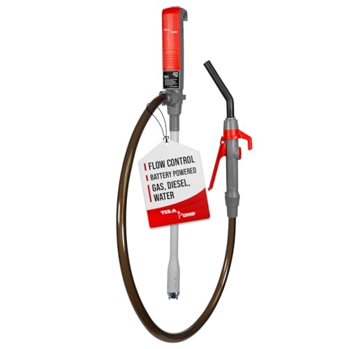 TERA PUMP Portable Battery Powered Multipurpose Gas Transfer Pump (2.8 GAL/MIN) Liquid Transfer Pump with Quick Stop Nozzle for Gas, Diesel, DEF (2nd Gen)