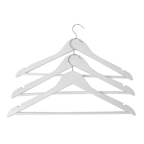 Home It® Cintre avec Barre pour Pantalon et Fente, Lot de 3, 43 cm, Blanc – Design scandinave, idéal pour Chemises et Manteaux d'hiver