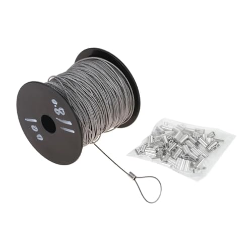 Cable de acero inoxidable de 1mm y 100m con 150 manguitos de engarce incluidos 3