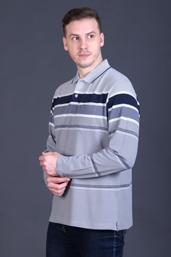 Image of Full Sleeve Polo T Shirt for Men Cotton with Pocket and Collar - Regular Fit Tshirt